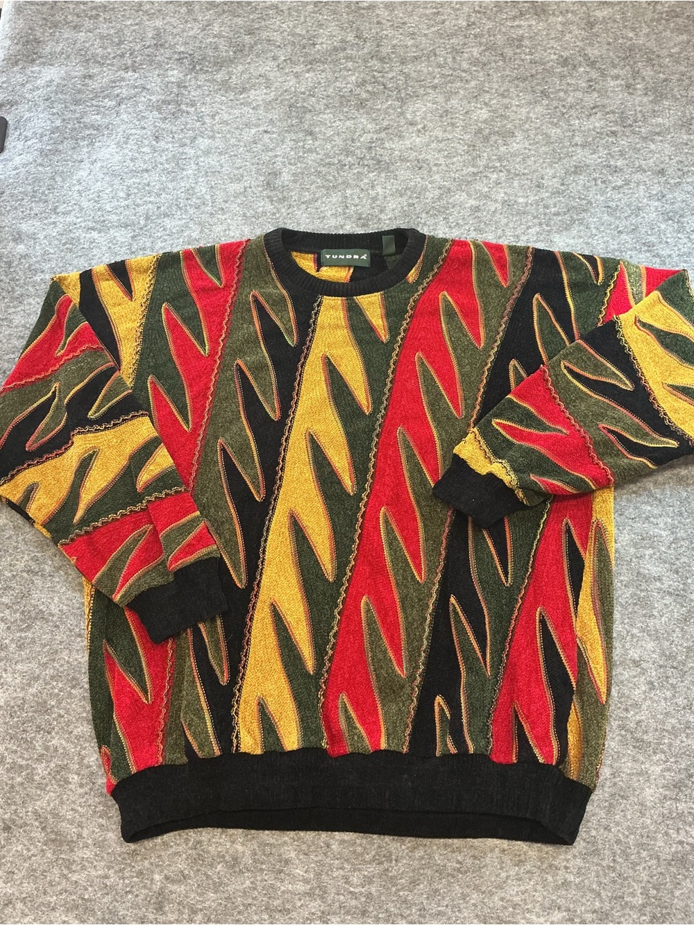 Tundra Black, Green, Mustard & Red Knit Sweater XXL